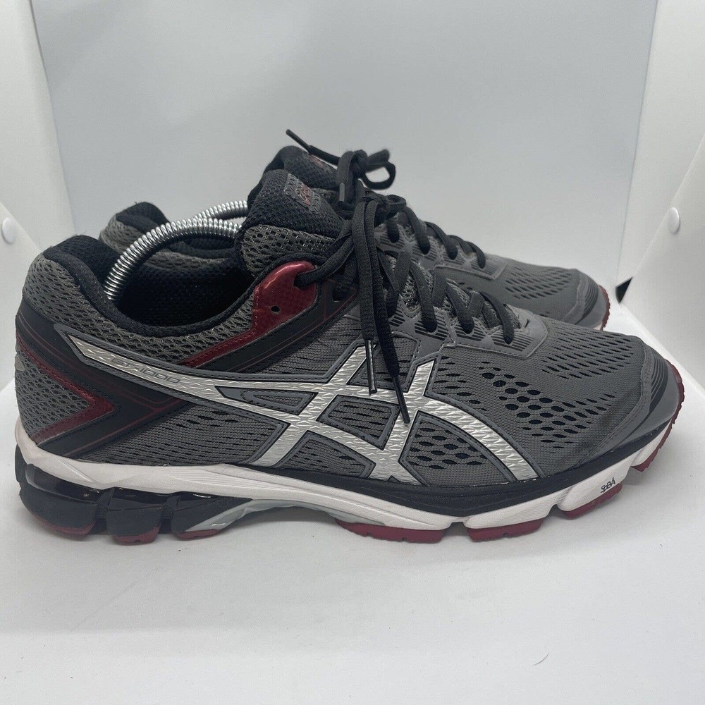 Asics GT-1000 4 Running Shoes Mens 10 Sneakers Gray Black Maroon T5A2N Like New